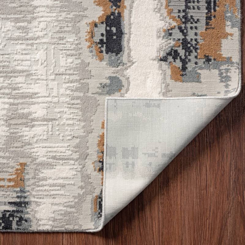N Natori Bliss Sahara Neutrals Gold/Silver Modern Area Rug