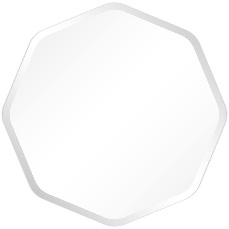 Frameless Beveled Octagonal Black Matte Finished Wall Mirror - 28" x 28" x 0.6"