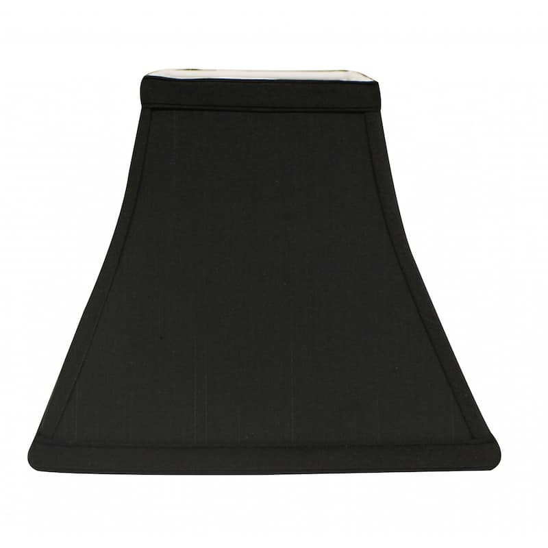 12" Black with White Lining Square Bell Shantung Lampshade - 12"x12"x10"