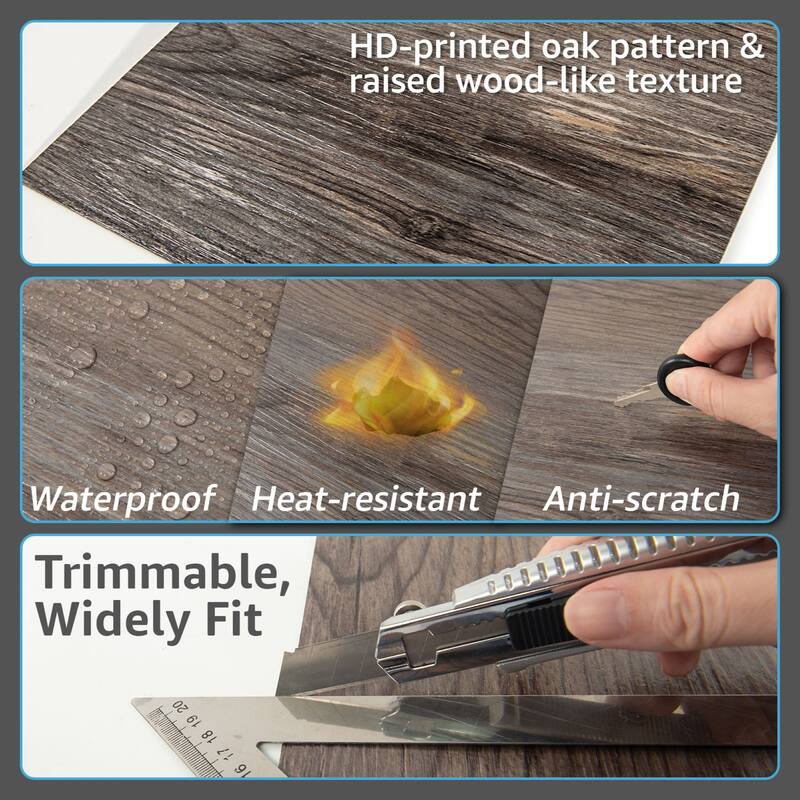 Art3d 12'' X 12'' Wood-Look Peel and Stick Vinyl Floor Tiles,30 pcs,30 sqft