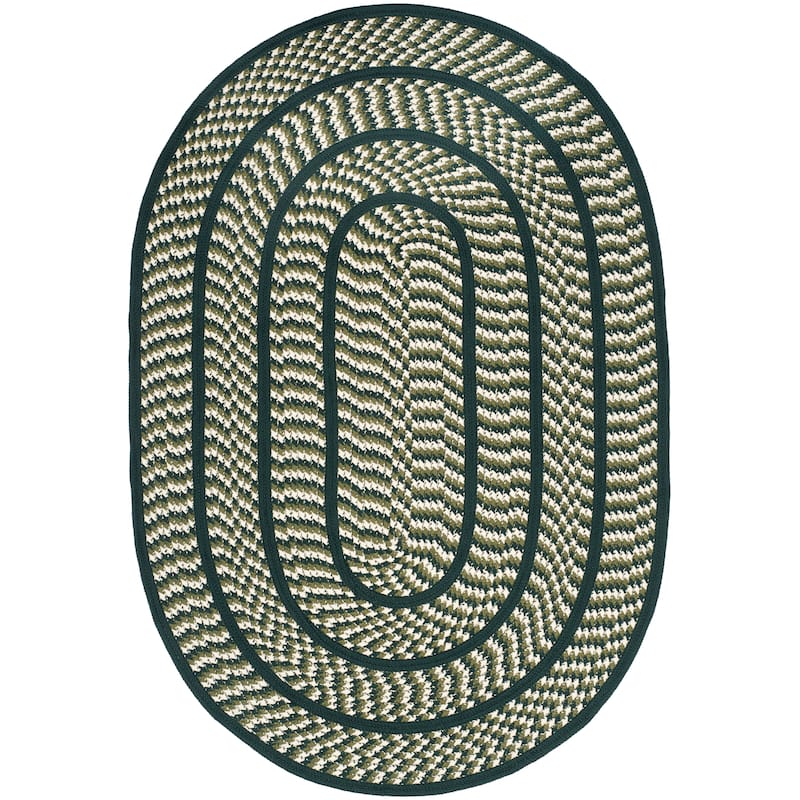 SAFAVIEH, Handmade Braided Jinela Country Rug - 4' x 6' Oval - Ivory/Dark Green