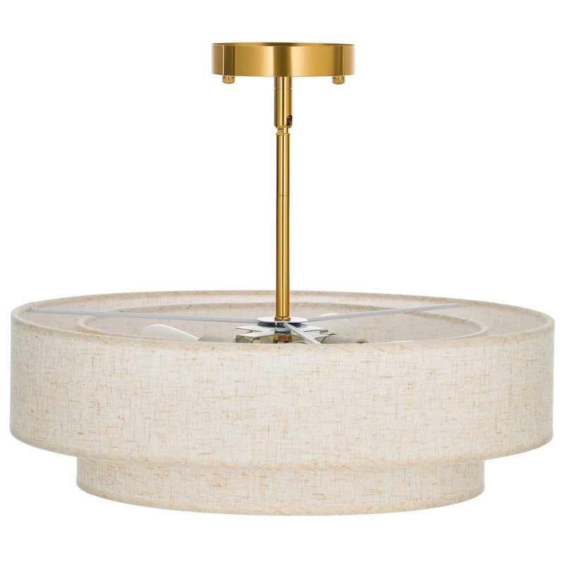 CO-Z 18 in 4-Light Fabric Semi Flush Mount Ceiling Light - 18