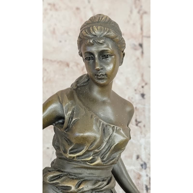 Elegant Young Woman In Flowing Gown Bronze Sculpture Signed A. Carrier