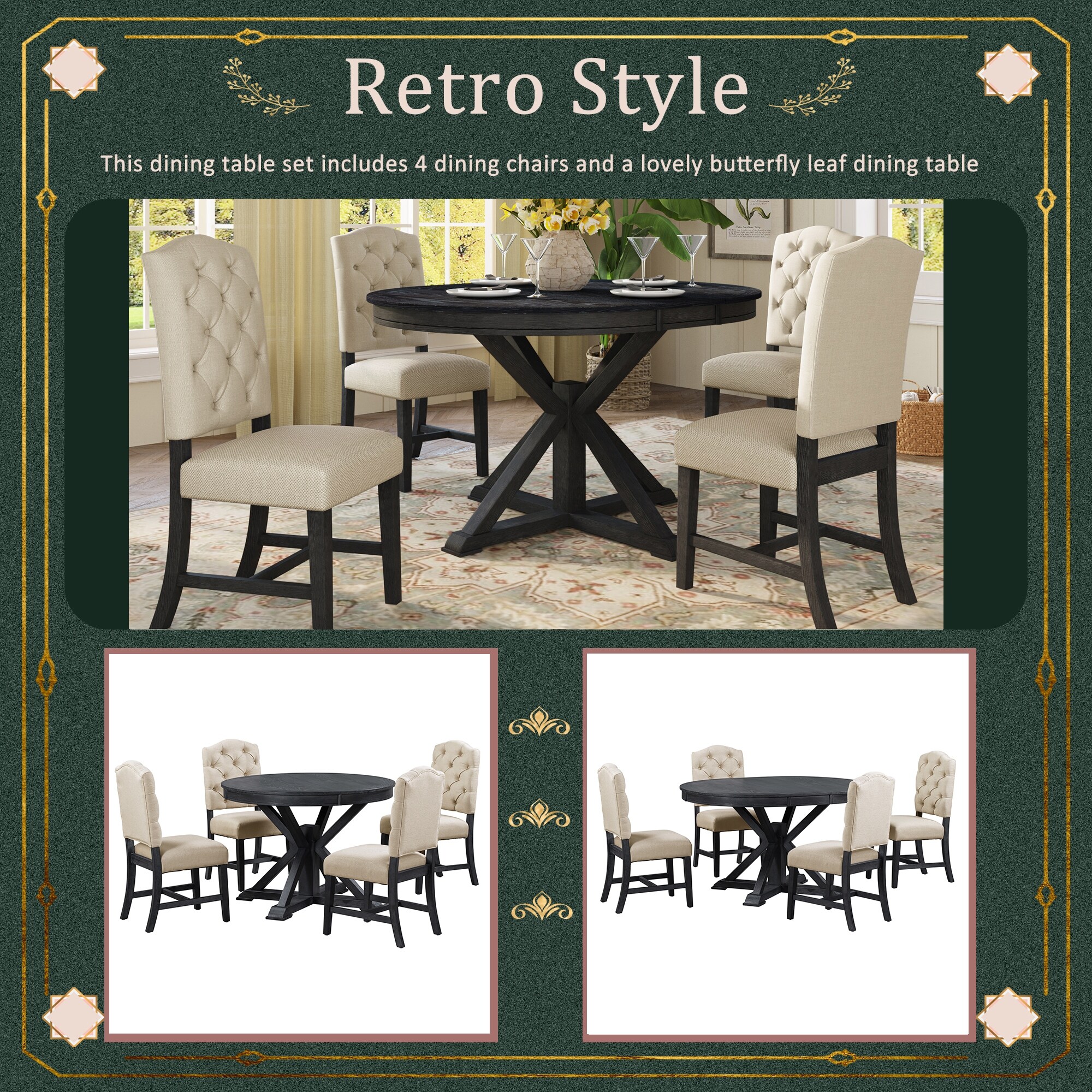 Retro dining on sale table with leaf