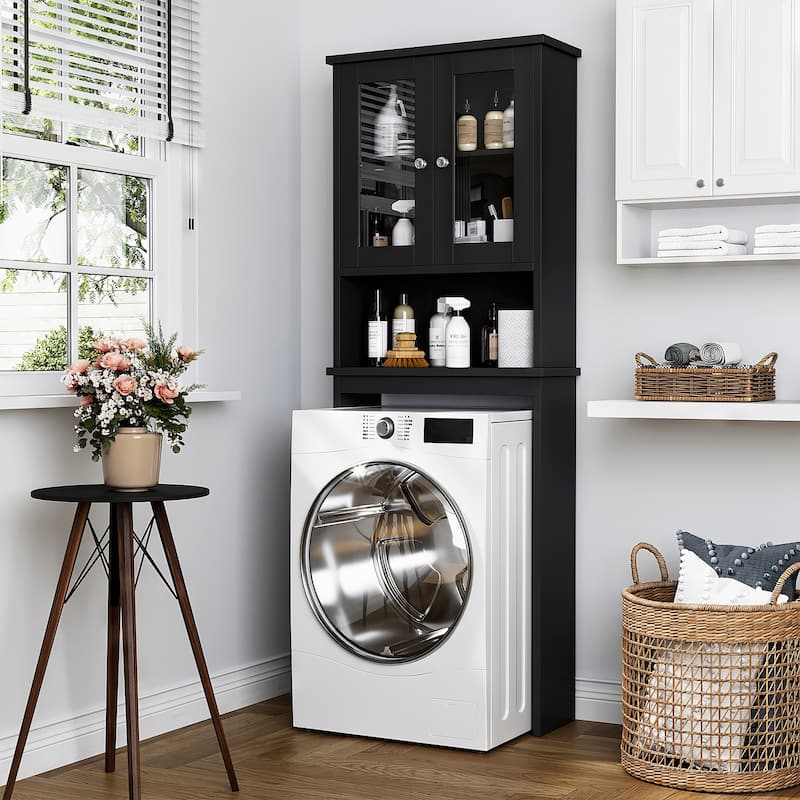 Futzca Over The Toilet Storage Cabinet - Glass/Black