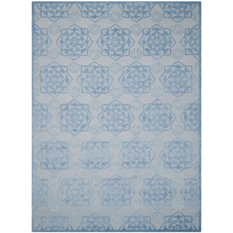 SAFAVIEH Handmade Glamour Madhavi Modern Viscose Rug - 8' x 11' - Blue/Ivory
