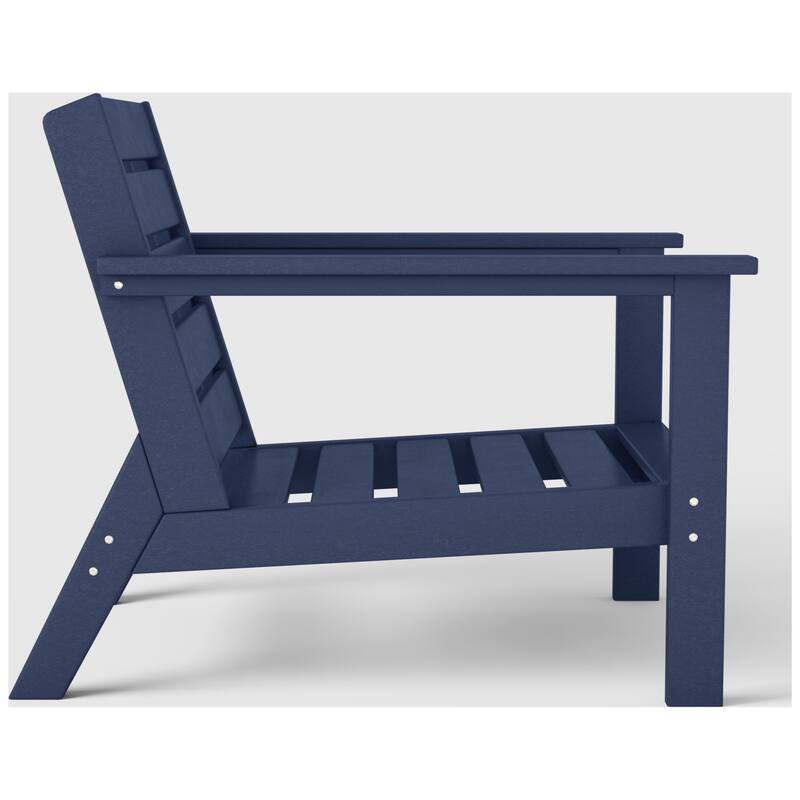 Birchwood All Weather HDPE Outdoor Patio Deep Seating Navy Blue Club Chair With Cushions (1-Piece)