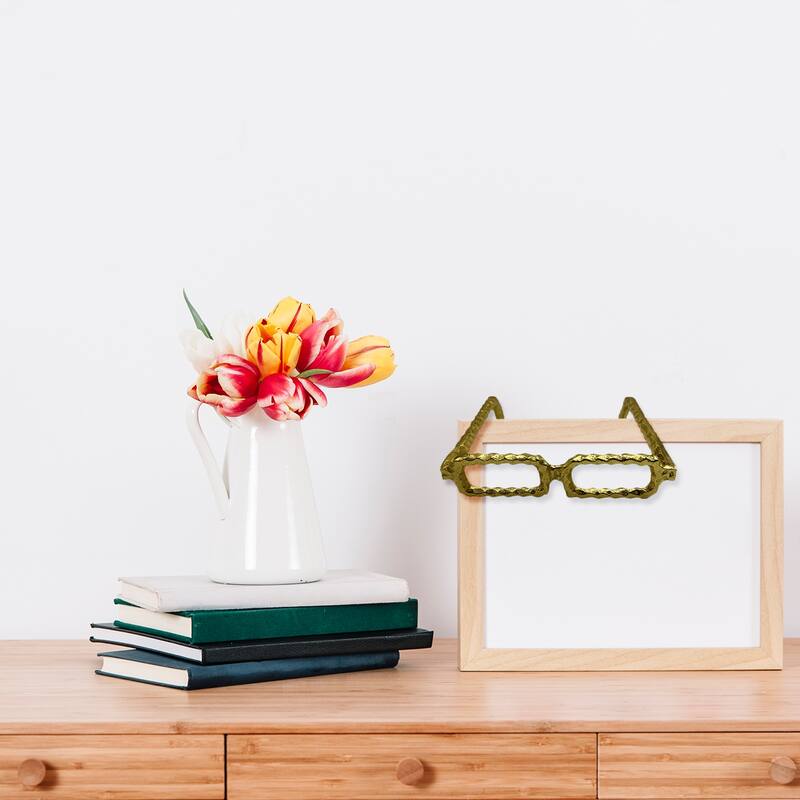 Decorative Handmade Aluminum 8 inch Glasses Sculpture - 7 x 8 x 1.5 in