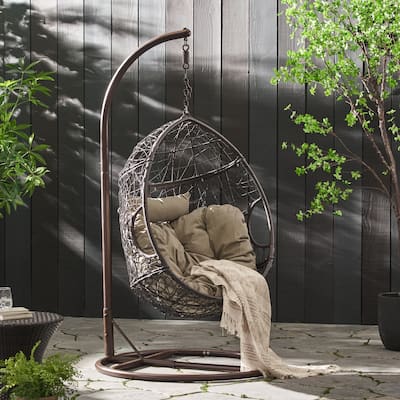 Kylie Outdoor Wicker Hanging Basket Chair by Christopher Knight Home - 400 lb limit