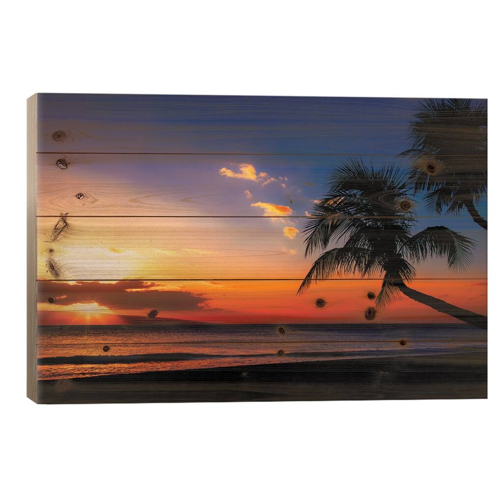Leaning Into Sunset Print On Wood by Jonathan Ross Photography - Multi-Color