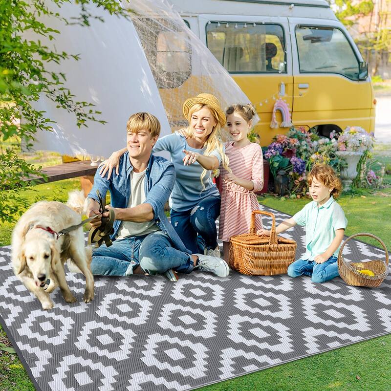 Outdoor Rug Waterproof Plastic Straw Rug Reversible Rug for Patios Decks Porch Camper Balcony Backyard