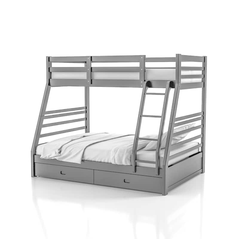 Cude Modern Twin over Full Solid Wood Bunk Bed Set by Furniture of America