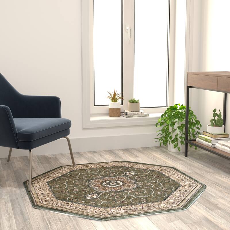 Medallion Motif Traditional Persian Style Olefin Area Rug