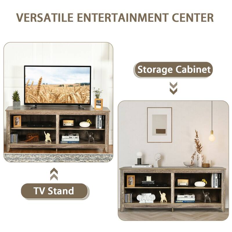 4 Cubby Entertainment Media Console with Shelves - 58" x 16" x 23.5" (L x W x H)