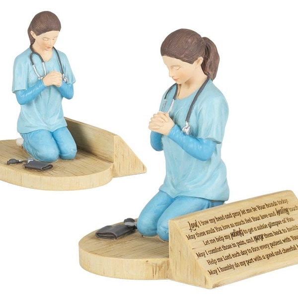 5” Kneeling Female Nurse Prayer Resin Figurine - N/A