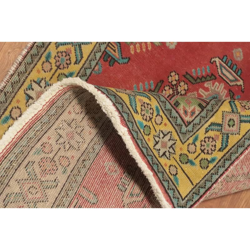 Hand Knotted Oriental 100% Wool Carpet Traditional Geometric Oranges & Rust Tabriz Runner Rug - 16' 2'' X 3' 1''