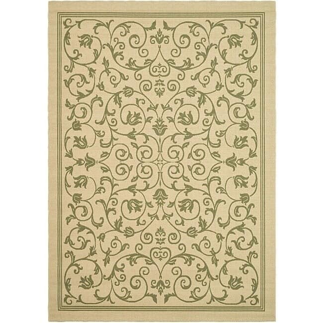 SAFAVIEH Courtyard Miljeta Indoor/ Outdoor Waterproof Patio Backyard Rug - 8' x 11' - Natural/Olive