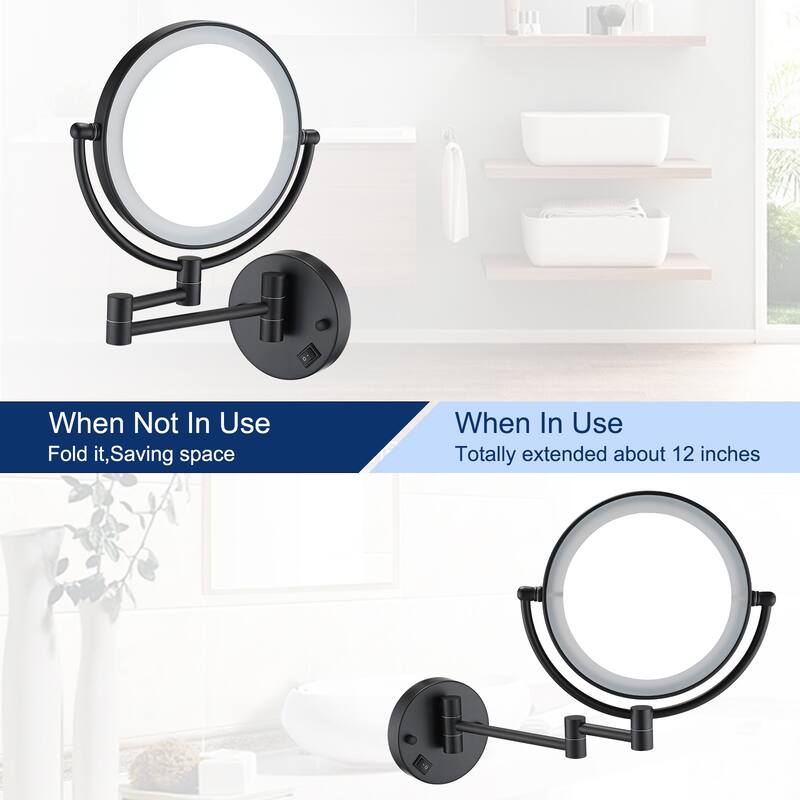8 Inch LED Wall Mount Two-Sided Makeup Vanity Mirror,Requires Hardwiring