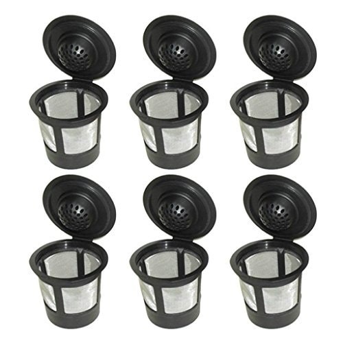 Blendin 6 x Single Reusable Refillable Coffee Pod Filters Compatible with Keurig 1.0 K Cup Coffee Makers 