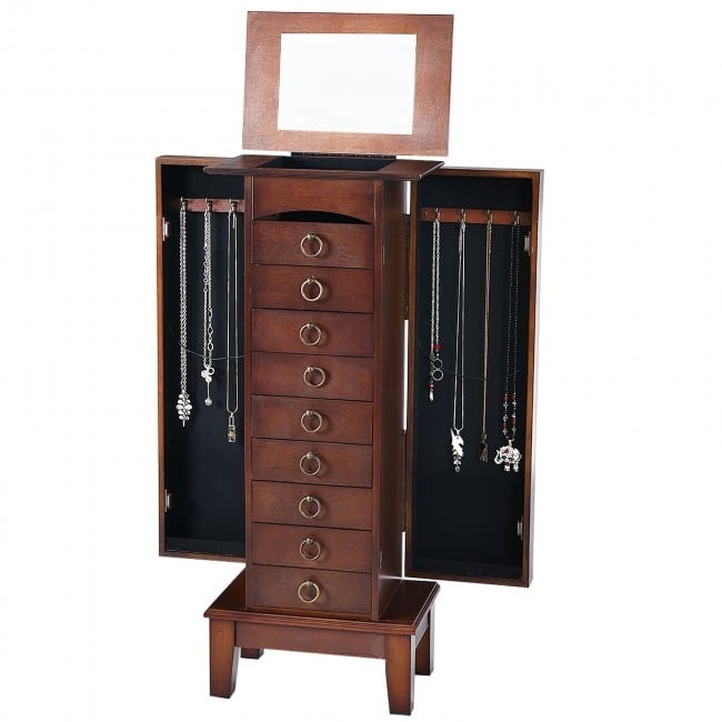Wooden Jewelry Cabinet Storage Organizer with 6 Drawers - 10.5" x 15.8" x 40" (D x W x H)