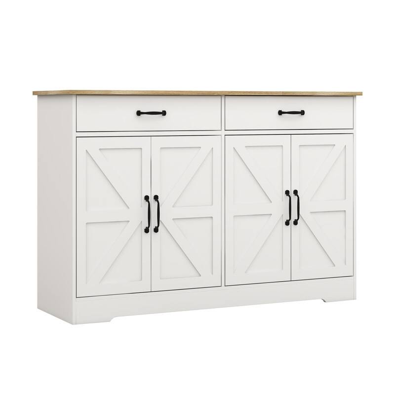 47.95" Farmhouse Style Sideboard Buffet Cabinet,Storage Cabinet with 2 Drawers and 4 Doors