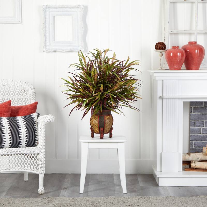 Artificial Island Oasis Arrangement - 22 Inch Faux Flowers in Glass Vase Home Decor - White - 7