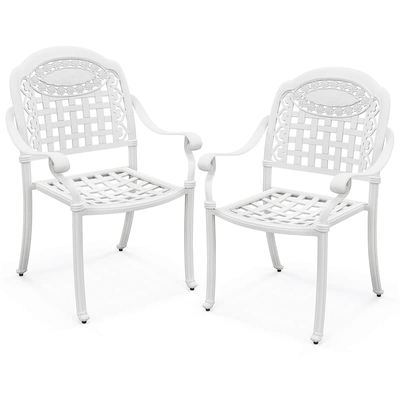 2/4-Pack Stackable Aluminum Patio Chairs w/ Armrests & Adjustable Feet - 2pcs