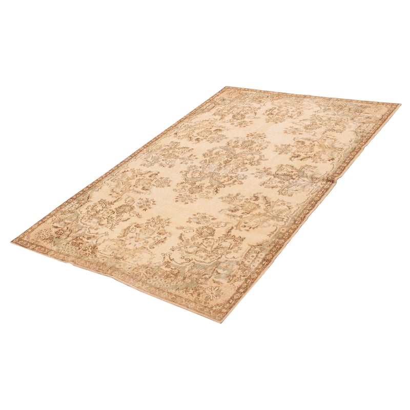 ECARPETGALLERY Hand-knotted Antalya Vintage Cream Wool Rug - 5'9 x 9'4