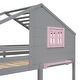 preview thumbnail 9 of 23, Playhouse-inspired Style Twin over Twin Bunk Bed with 2 Drawers, 1 Storage Box, 1 Shelf, Window and Roof-Gray