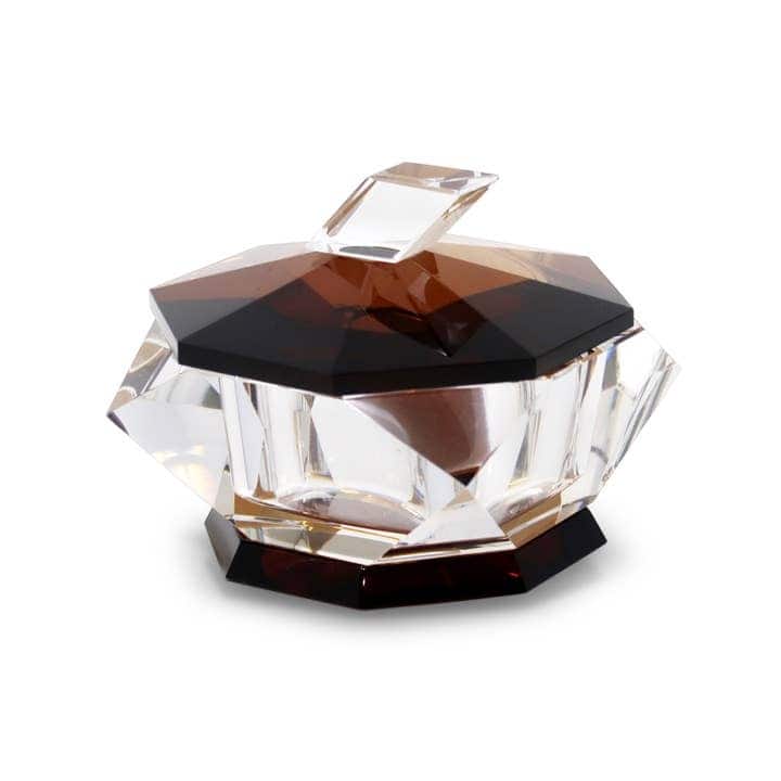 Crystal Candy Jar with Gold Base and Lid - 6"D