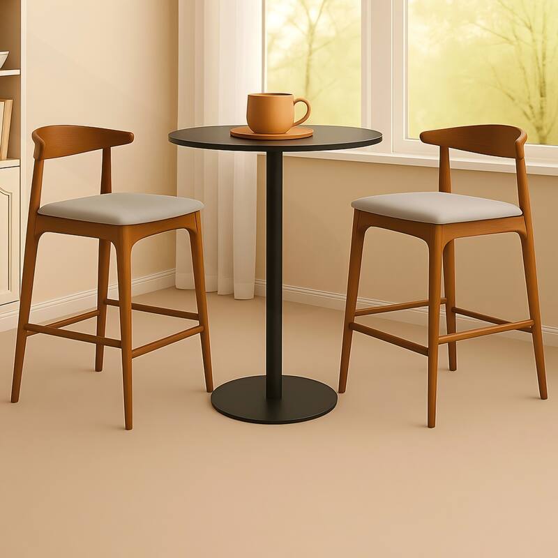 Mid-Century Modern Stools with Sturdy Wood Legs and Comfortable Seats for Various Rooms