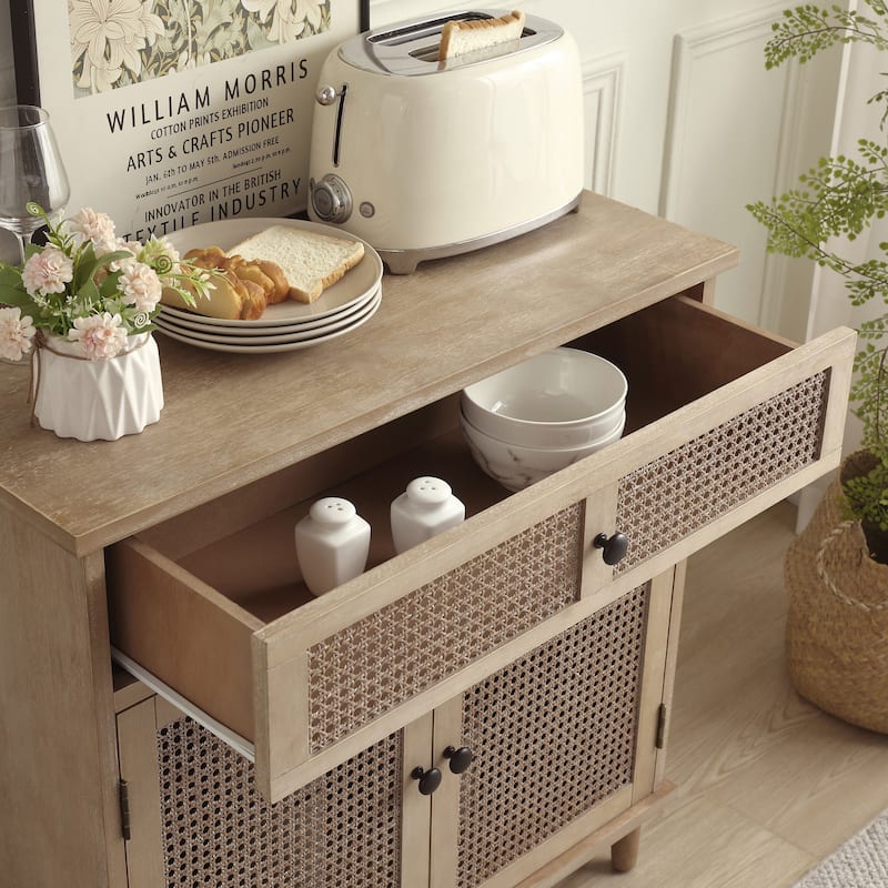 Art Leon Accent Natural Rattan Sideboard Buffet Cabinet (Set of 2)