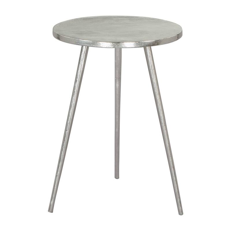 HomeRoots 22" Silver Aluminum Round End Table - 16' X '21.9' X '16