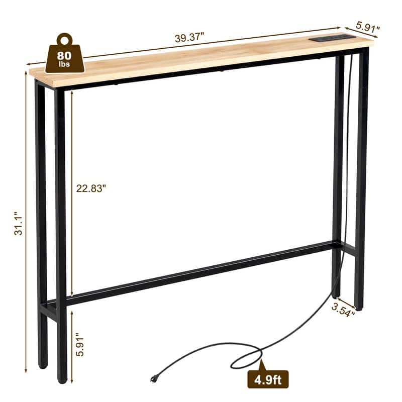 1 Piece Triamine + Iron 100 * 15 * 79cm with Power Strip Foyer Table