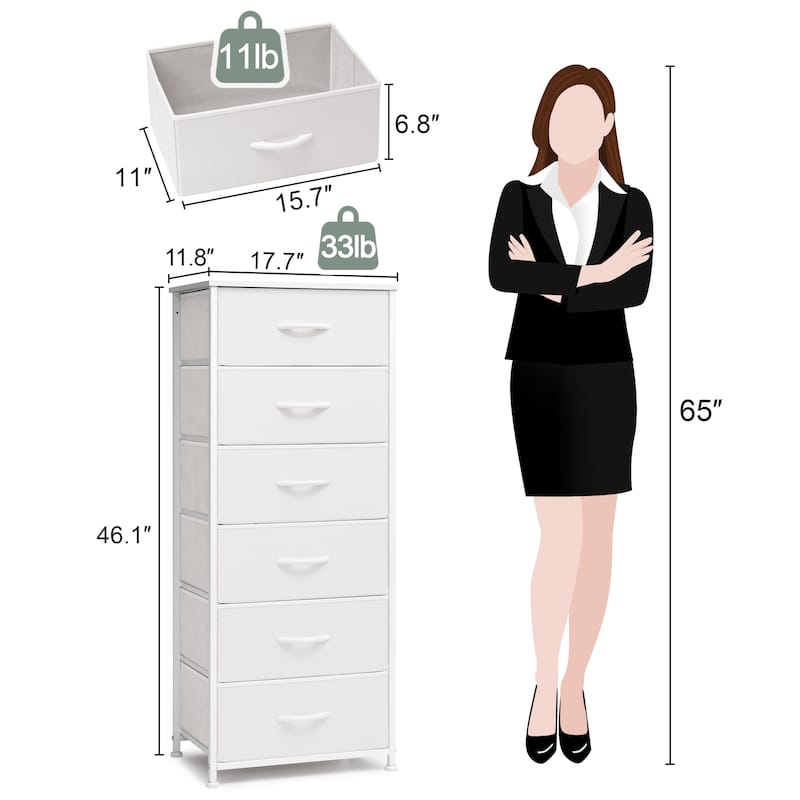 Crestlive Products 6 Drawers Vertical Dresser Storage Tower with Wood Top