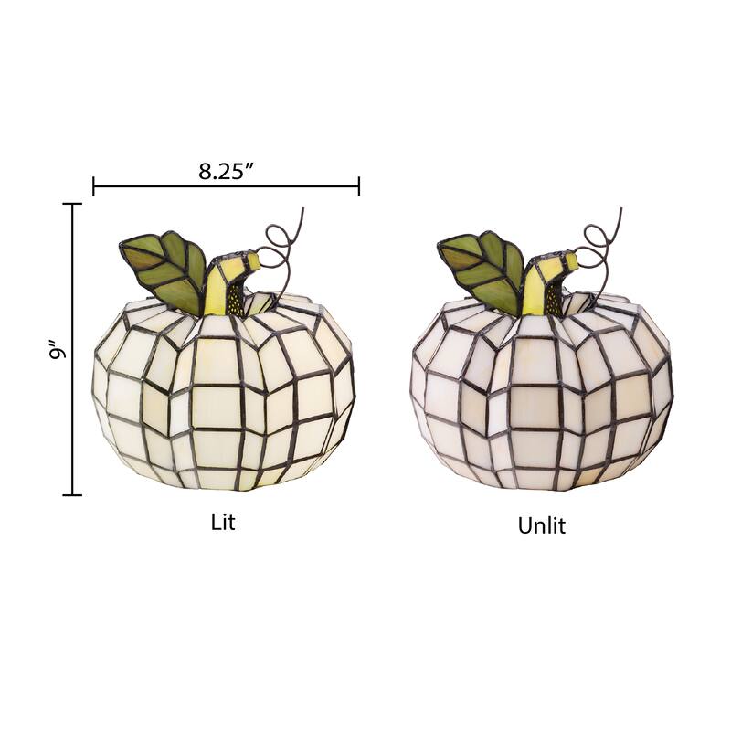 9" H Patch the Pumpkin Stained Glass Accent Lamp - 8.25"L x 8.25"W x 9"H