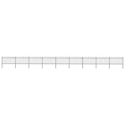 Garden Fence with Hoop Top Steel 50.2ft Black