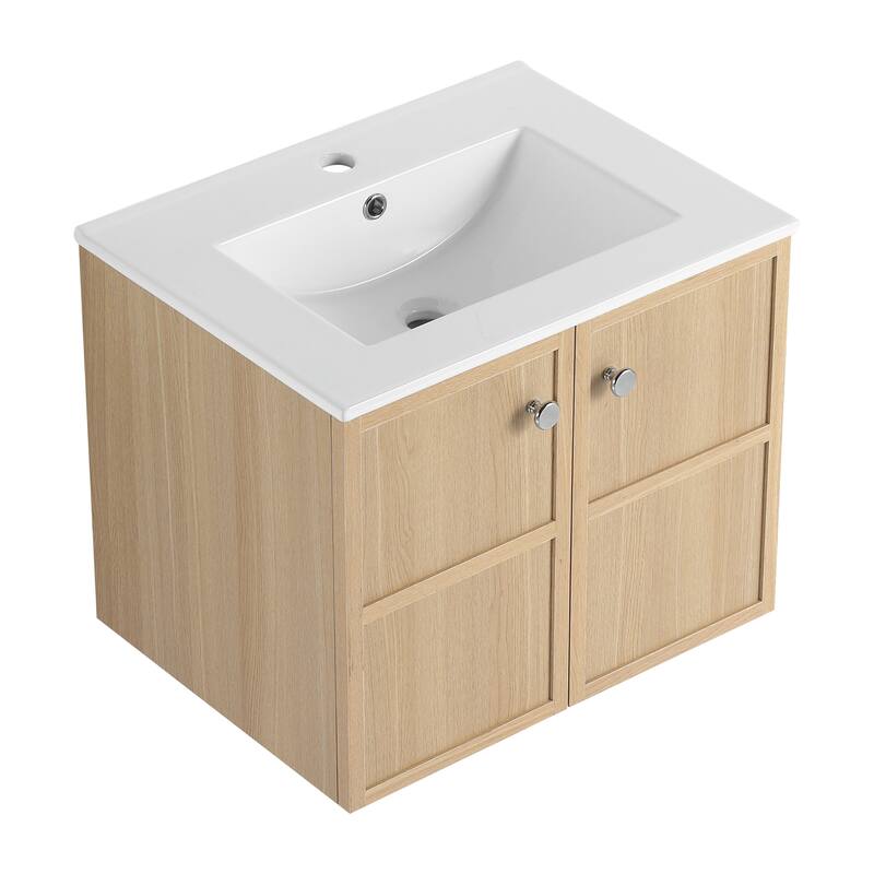 GDFStudio - Cairo Modern Wall-Mounted Bathroom Vanity Set with Scratch-Resistant Resin Sink & Soft Close Doors