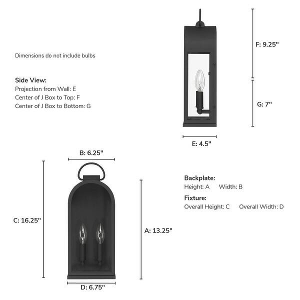 dimension image slide 2 of 4, Hunter Kendra Bell Outdoor WeatherMax Wall Light - Pocket Lantern, Transitional, Low-Profile - Resists Extreme Weather!