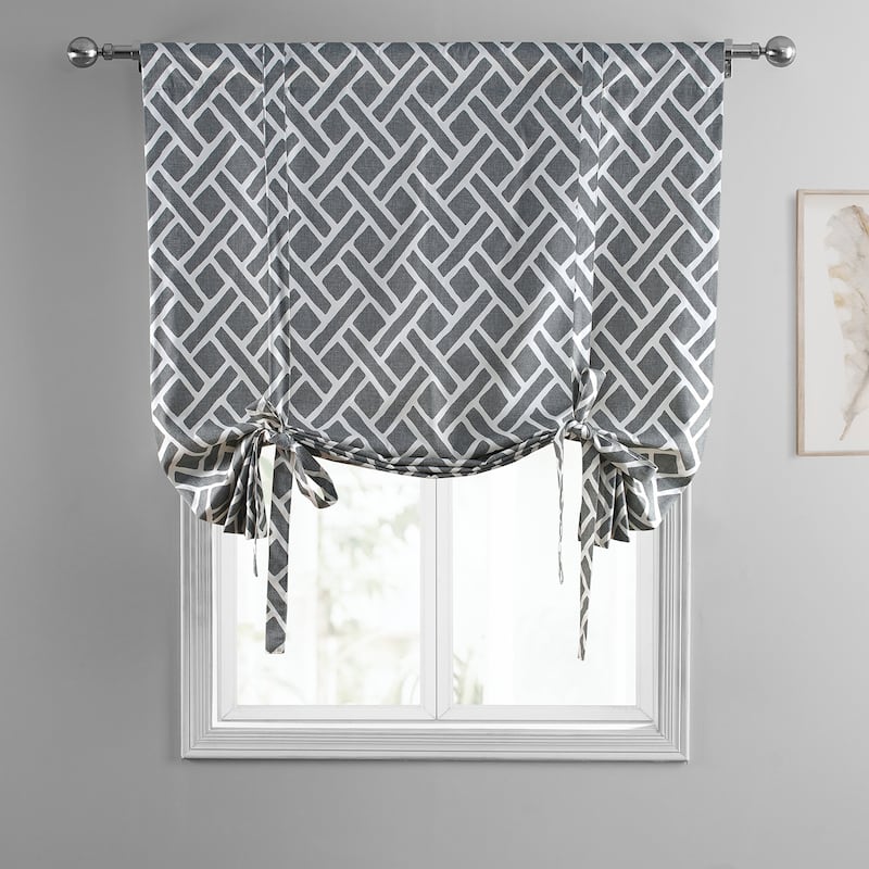 Exclusive Fabrics Martinique Printed Cotton Room Darkening Tie-Up Window Shades - 46 X 63