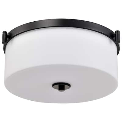 Liam 3 Light Flush Mount Matte Black White Opal Glass - Matte Black