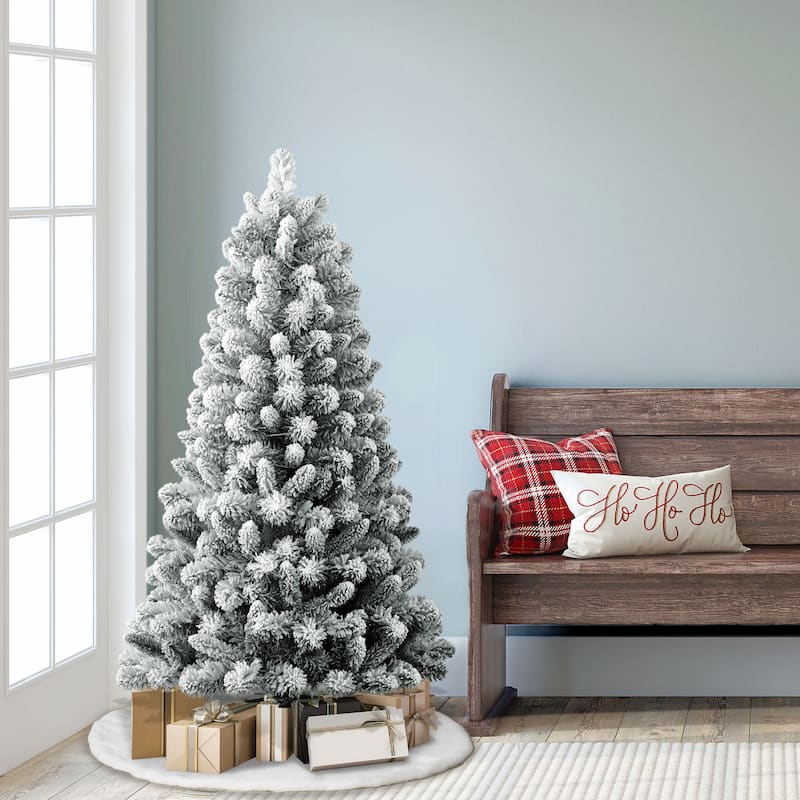 Puleo International 4.5' Flocked Virginia Pine Artificial Christmas Tree