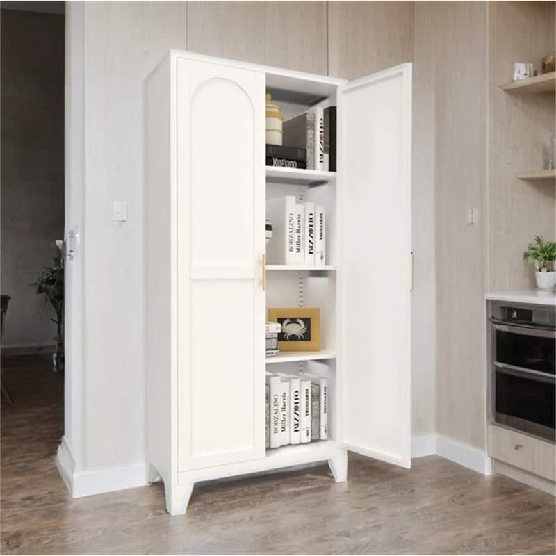 61" Metal Storage Cabinet w/ Doors and Adjustable Shelves for Kitchen