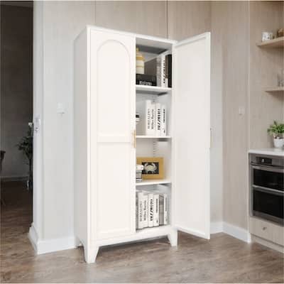 61" Metal Storage Cabinet w/ Doors and Adjustable Shelves for Kitchen