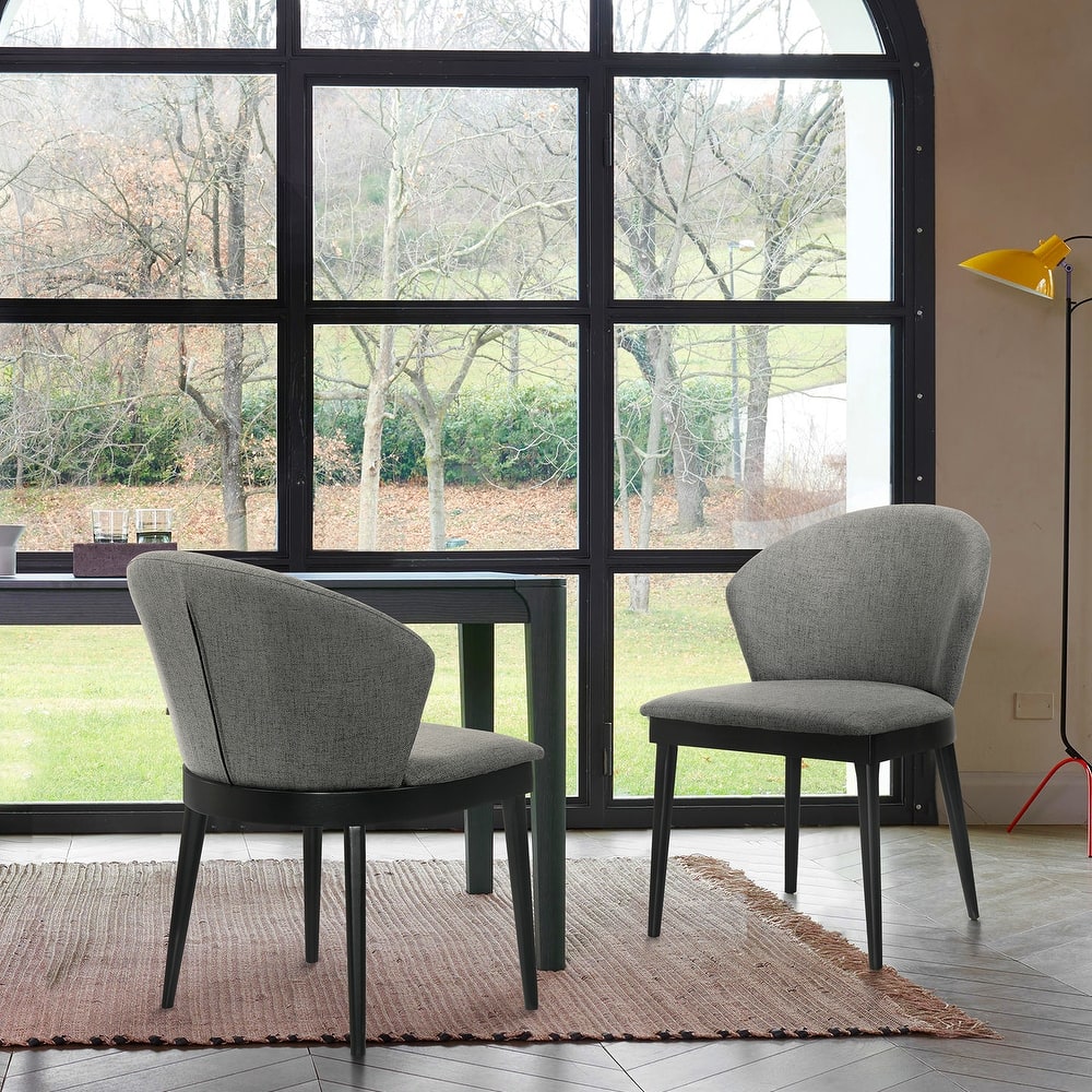 Juno Black or Walnut Wood Upholstered Dining Chairs - Set of 2