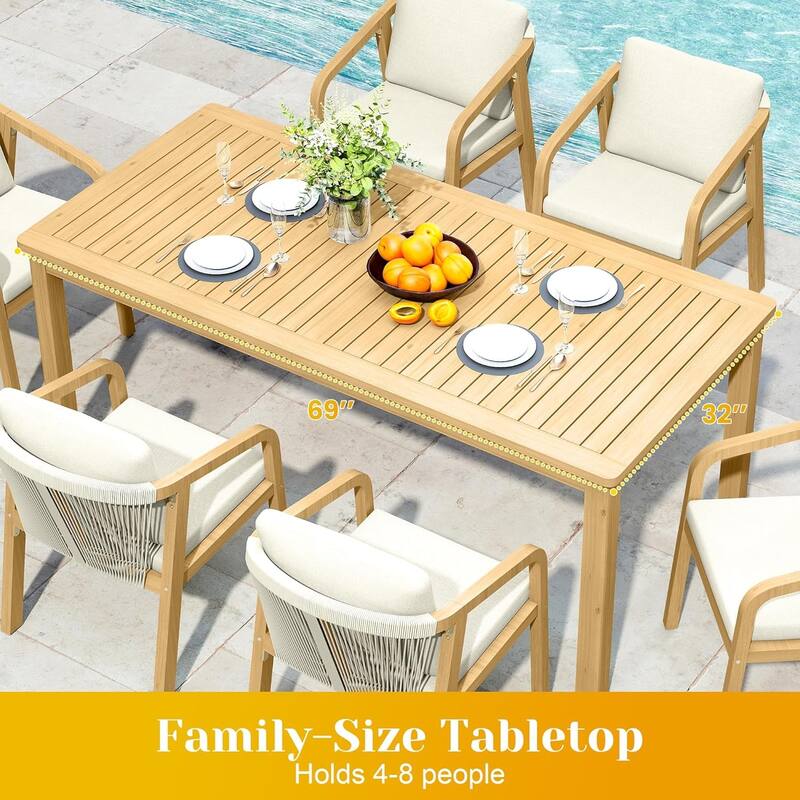 6 Pieces Acacia Patio Dining Set with Dining Table, Chairs, and Bench - N/A
