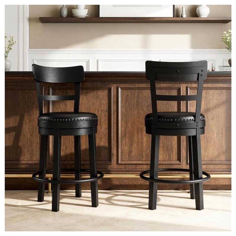 Valebeck Swivel Barstool - Single - Black - Counter Height