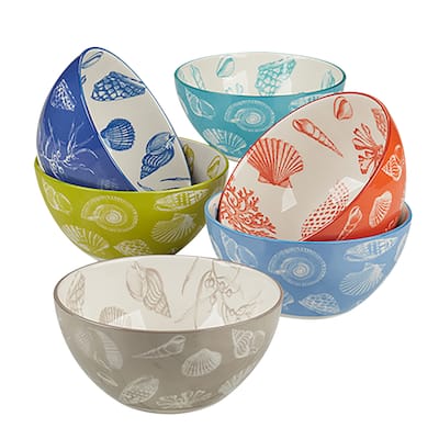 Certified International Seaside Set of 6 All Purpose Bowl 6" 6 asst - 6" Diam x 3"