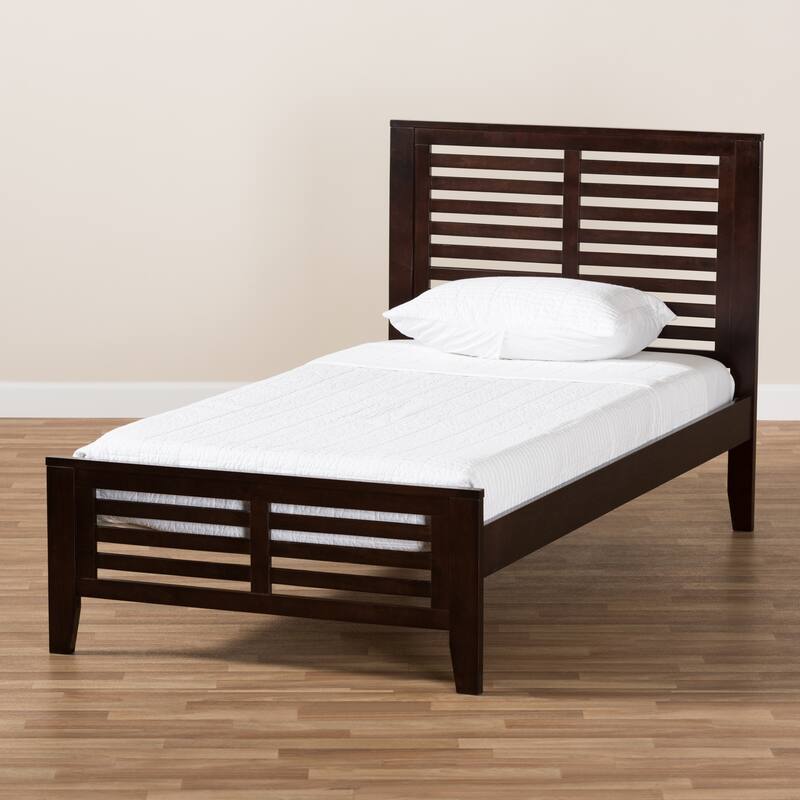 Twin Platform Bed - Modern Wood Bed Frame, Dark Brown Finish, Low Profile Design, Easy Assembly