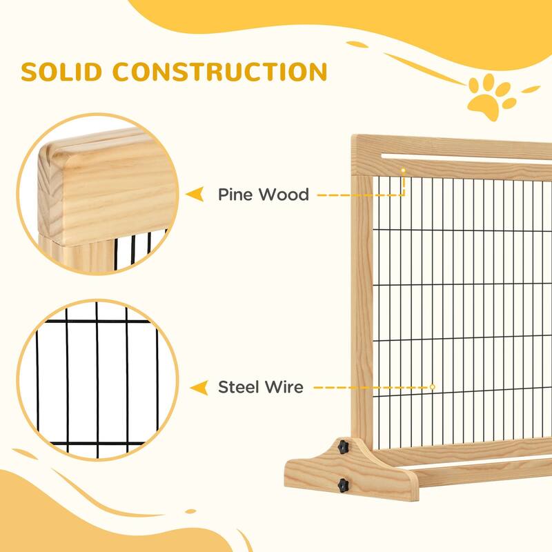 Extra Wide Freestanding Pet Gate Dog Crate Dog Cage with Adjustable Length Dog House Dog Room for Living Room